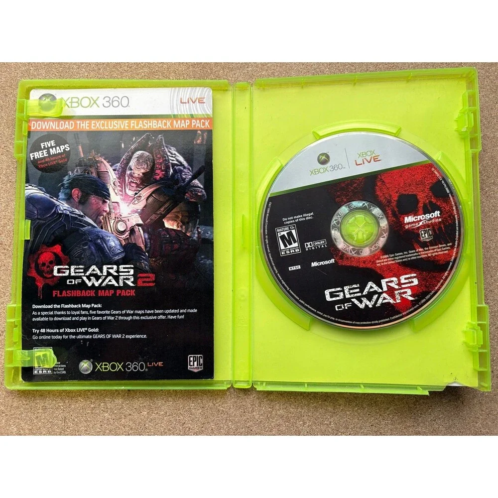 Gears of War 2 (XBox 360, 2008) - Tested & Works - Manual